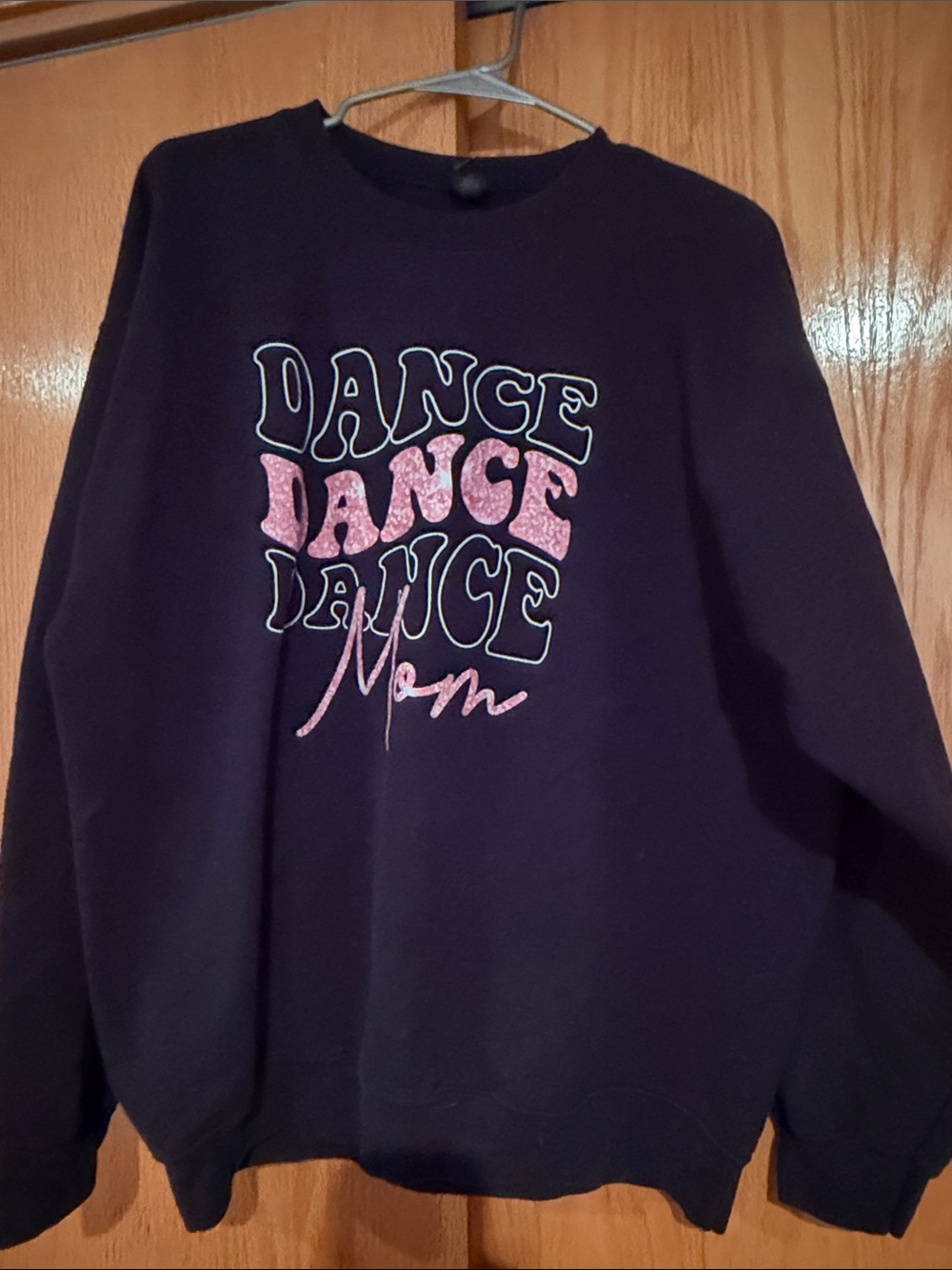 Gildan Navy Sweatshirt with Pink Glitter 'Dance Mom' Graphic